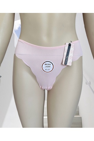 Mikro Lazer Kaşkorse Fitilli Kumaş Normal Bel Dikişsiz Slip/külot Pembe