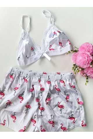 Şortlu Sexy Filamingolu Takım Çok Renkli