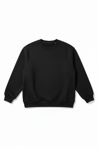 Skyross Company Unısex 3 İplik Şardonlu Siyah Bisiklet Yaka Sweatshirt Siyah