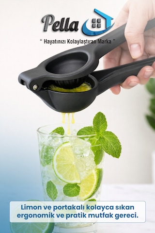 Metal Döküm Paslanmaz Limon Sıkacağı 1 Adet Siyah