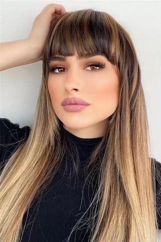 Caş Dekorasyon Takma Kahkül - Kahverengi Balyaj - 2h6 - Uzun Kenarlı