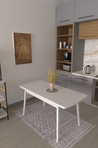 Vilinze Avanos Ahşap Açılır Kapanır Mdf Mutfak Masası - 70x120+30 Cm Beyaz