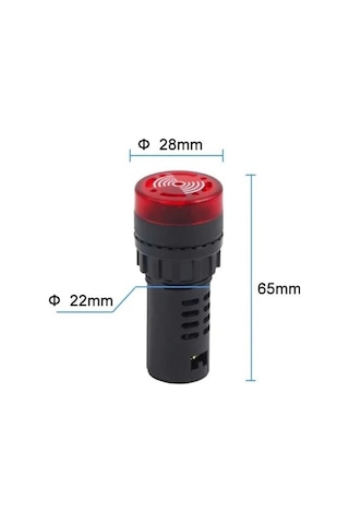 Kırmızı Led Işıklı Buzzer - 220v Ac