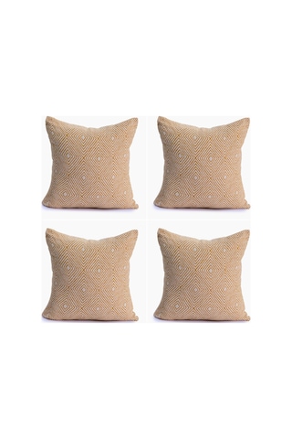 Lüks 100% Pamuk Dekoratif Desenli Kırlent Kılıfı 4 Adet Set 45x45 Cm, Kaliteli Pamuklu Kumaş Kırlent Ve Minder Kılıfı Altın Sarısı, 4 Adet 45x45 Cm Diğer