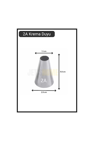 2a Yuvarlak Desen Krema Duyu Büyük Boy Pasta Duyu Paslanmaz Çelik Krema Torbası Ucu 2.4x1.2x3.8 Cm Metalik Gri
