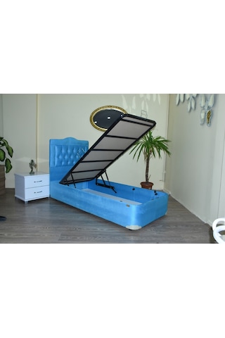 Bengimobilya Baza-Başlık Taytüy Turkuaz Renk Silin Kumaş Model Metal Çelik...