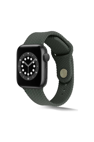 Ekılıf - Apple Uyumlu Watch 44mm - Kordon Silikon Kordon Krd-37 - Koyu Yeşil