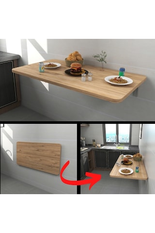 Kydoniahome Monte Kırma Katlanır Masa Çam Ahşap Desenli