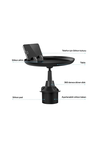 Ally Hb-p05 Universal Araç İçi Telefon Tutucu - Yemek Masası- 5775 Siyah