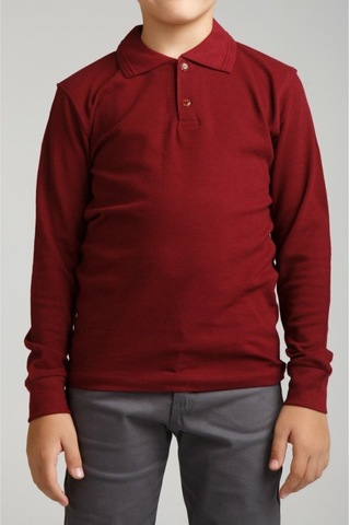 Nacar Store Kız & Erkek Çocuk Uzunkol Polo Yaka Okul T-shırt Bordo