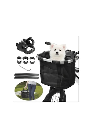 Brightnova Kedi Köpek Katlanır Hızlı Çıkarılır Bisiklet Sepeti Siyah Dayanıklı Alüminyum Taşıyıcı