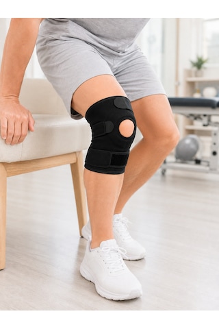 Siyah Ligamentli Dizlik Cırtlı Ayarlanabilir Kısa Diz Tamamlayıcı Düz Renkli