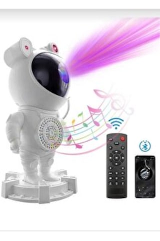 Astoronot Gece Lambası Bluetooth Hoparlör Galaxy Uyumlu Gökyüzü Yansıtma Kumandalı