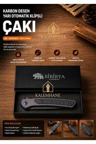 Kalemhane Kişiye Özel Karbon Desen Çakı Ve Kutusu Kahverengi