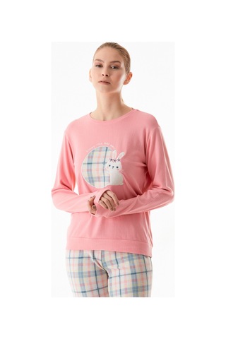 Fullamoda Tavşan Nakışlı Bisiklet Yaka 2 Li Pijama Takımı 24mıcg631216870-pembe Pembe