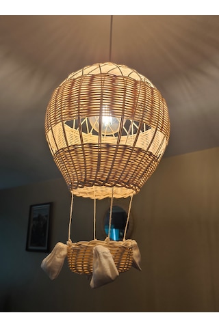 Uçan Balon Rattan Avize R25 Ekru