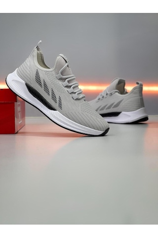 Wipper Ultra Hafif Triko Sneaker - Nefes Alan Ortopedik Poli Taban Unisex Yazlık Spor Ayakkabı Gri