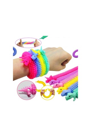4 Adet Duyusal Dinazorlu Stres Oyuncağı Uzayan Bileklik Dınosaur Sensory Fidget Toy Anti Stress Toys