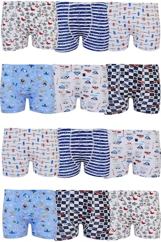 Tutku 12Li Erkek Çocuk Renkli Boxer Desenli Baskılı Pamuklu Rahat