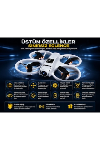 L88 Hd Kamera Ledli 360 Dönebilen Optik Akış Sabitleme Ve Başsız Modlu Drone
