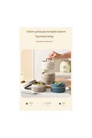 Padalink 304 Paslanmaz Çelik Isı Saklama Yemek Kutusu, Damlacık Önleyici, Ergonomik Kollü, 3'lü Set 2x440ml + 1x600ml + Isı Yalıtkan Çanta - Okul, Ofis, Dışarıda Kullanıma Ideal Bej