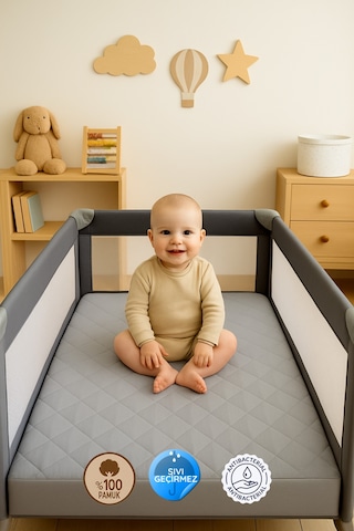 Formeya Pamuk Kapitone Fitted Sıvı Geçirmez Bebek Çocuk Alezi
