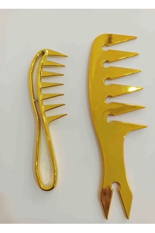 Smp Wax Tarağı 2'li Gold Set Saç Şekillendirici Tarak Berber Salon Tarakları 0