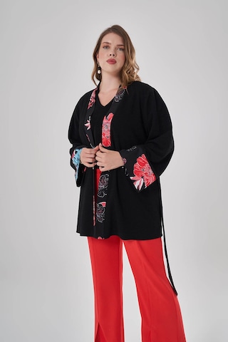 Mizalle Desen Garnili Kimono Siyah