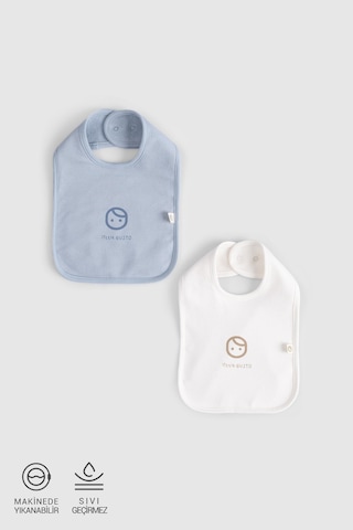 2'li Sıvı Geçirmez Mavi - Ekru Mama Önlüğü Mavi