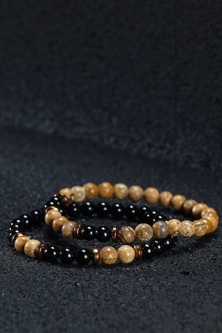 Ssilhoutte Doğaltaş Sertifikalı Çift Doğal Taş Kadın Erkek Bileklik Kombin Onix Taşı Jasper Hematit Hediye Bileklik Çok Renkli