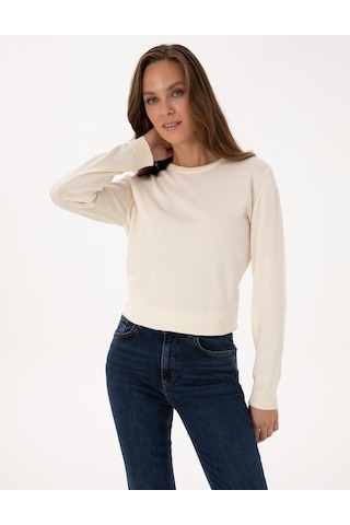Pierre Cardin Kadın Ekru Kazak /triko 50316393-vr019 Ekru