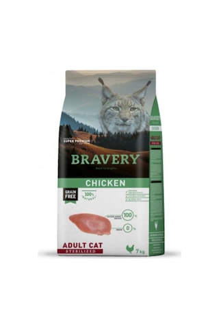 Bravery Tahılsız Kısırlaştırılmış Tavuklu Yetişkin Kedi Maması 7 KG