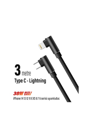 3m Apple iPhone Uyumlu Type-c Şarj Kablosu Hızlı Yeni Nesil Şarj Kablosu Type C To Lightning