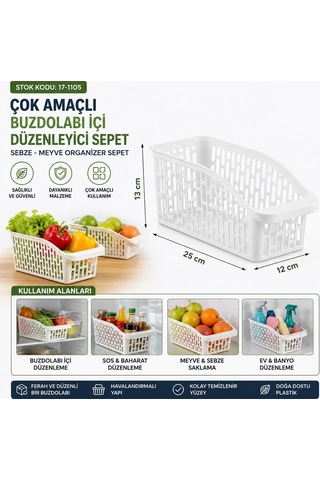 Urve Ur-3564 Jumbo Çok Amaçlı Plastik Organizer 25x13x12 Cm - Beyaz- 48'li Paket