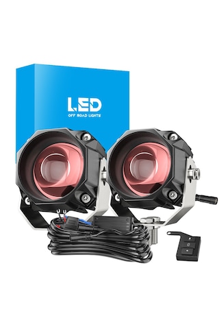 Motosiklet Çakarlı Bluetooth Kumandalı Led 5 Modlu Sis Farı Kiti