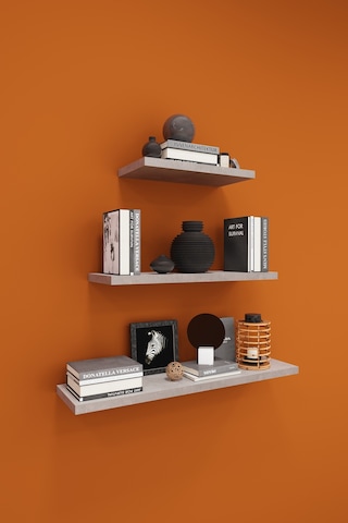 Asra Trend Modern 3'lü Uçan Raf Çok Amaçlı Duvar Rafı Organizer %100 Mdf Kitaplık Mutfak Banyo Rafı Drf05 Retro Taş