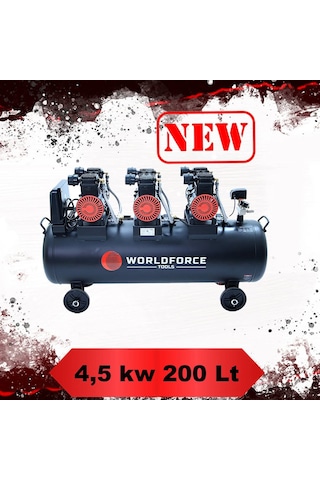 Worldforce 200 L 8 Bar Sessiz Ve Yağsız Hava Kompresörü 6 Piston