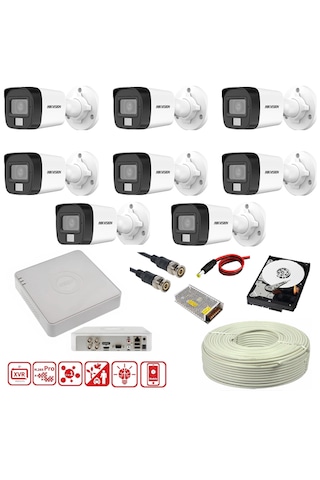 Hikvision 8 Kamerali Gece Renkli 8 Kanal 500gb Hdd