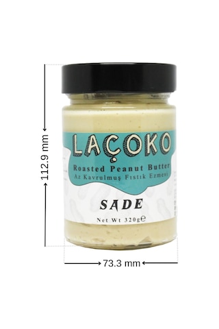 Laçoko Şekersiz Katkısız Glutensiz Vegan Doğal Az Kavrulmuş Çiğ Yer Fıstığı Ezmesi 320 G