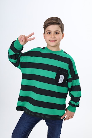 Toontoy Erkek Çocuk Çizgili Sweatshirt Yeşil