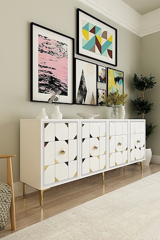 Ka1803bg Moka180 Konsol, Kahve Köşesi, Tv Sehpası Beyaz-gold 180cm Beyaz-gold