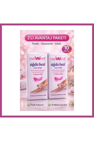 Gees Global Essweet Ağda Bezi 10 Metre Dilim Profesyonel Epilasyon Bezi Çift Taraflı Kullanım Yırtılmaz Dayanıklı Ağda Bandı 2 Li Paket Gbzs