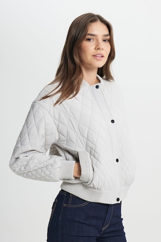 Loose Fit Rahat Kesim Kapitone Detaylı Gri Bomber Ceket W242741035 Gri