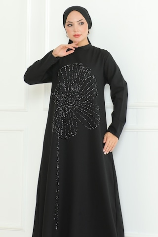 Zeral Taş İşlemeli Abiye 1200 - Siyah