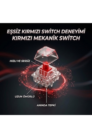 Red Switch Mekanik Rgb Gaming Klavye Full 104 Tuş Tr Q Bilek Destekli Rgb Oyuncu Klavyesi Kablolu