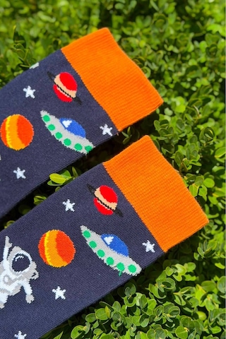 Lousocks Unisex Mars Astronot Uzay Gemisi Turuncu Soket Çorap Lacivert