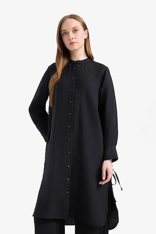 DeFacto Regular Fit Basic Düz Yanları Bağcıklı Uzun Kollu Tesettür Gömlek Tunik F2182AX25SMBK81