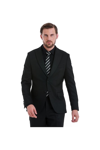 Hatemoğlu Siyah Muscle Fit Desenli Sivri Yaka Damatlık 33122125t006 991 Siyah