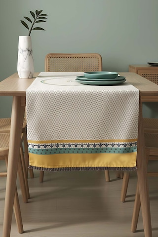 Safran Luxe Keten Runner 45x140 Cm Çok Renkli
