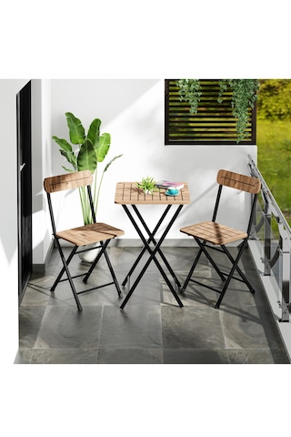 Bahçe Masa Sandalye Bistro Takım Çam 1392 Kahverengi